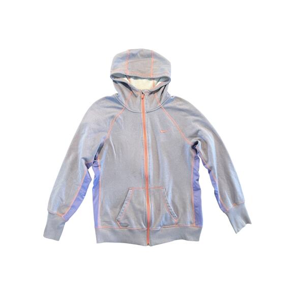 Nike Therma-Fit Hoodie Women’s Large Pink Purple Full Zip Hoodie Fleece Jacket - Picture 2 of 8